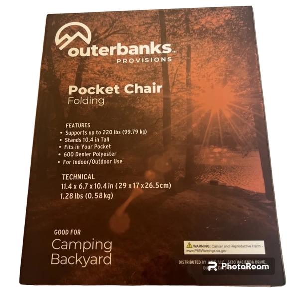 Outer Banks Provisions Camping backyard Pocket Chair Folding Dark Blue - Picture 2 of 4